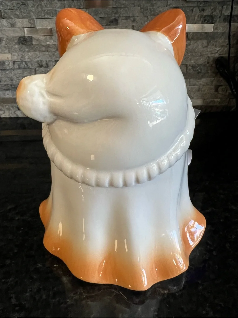SO CUTE!!! Ceramic SMORES GIRL GHOST With Polka Dot Bow, LED LIGHT UP